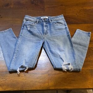 Eunina Bella Super High Rise Destroyed Skinny Ankle Jeans Light Wash Size 9